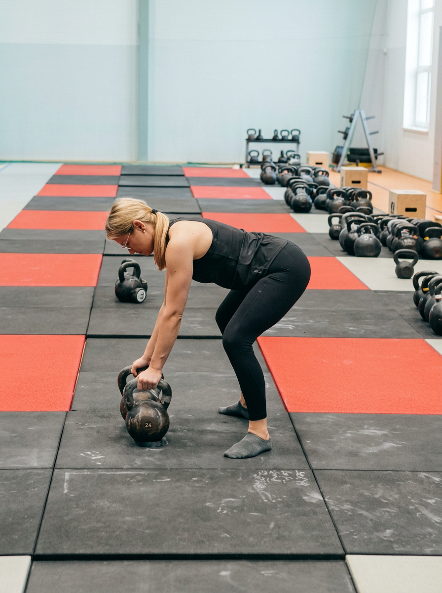 Jasna siłownia z kettlebells